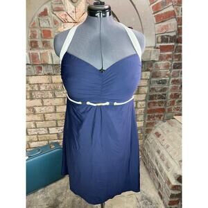 Nautica swimsuit swim dress halter blue white